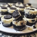 Delicious Oreo Cheesecake Delights served on a plate with chocolate drizzle