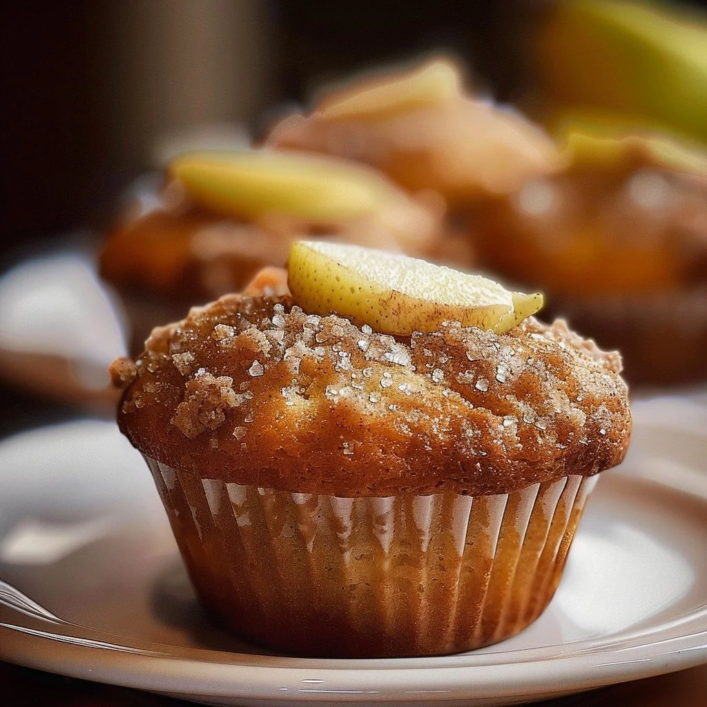 Pear and Cinnamon Doughnut Muffins, a delightful baked treat with spices.