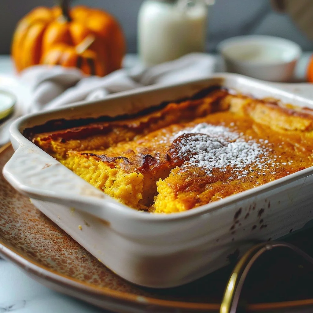 Delicious Pumpkin Cottage Cheese Bake topped with spices and healthy ingredients