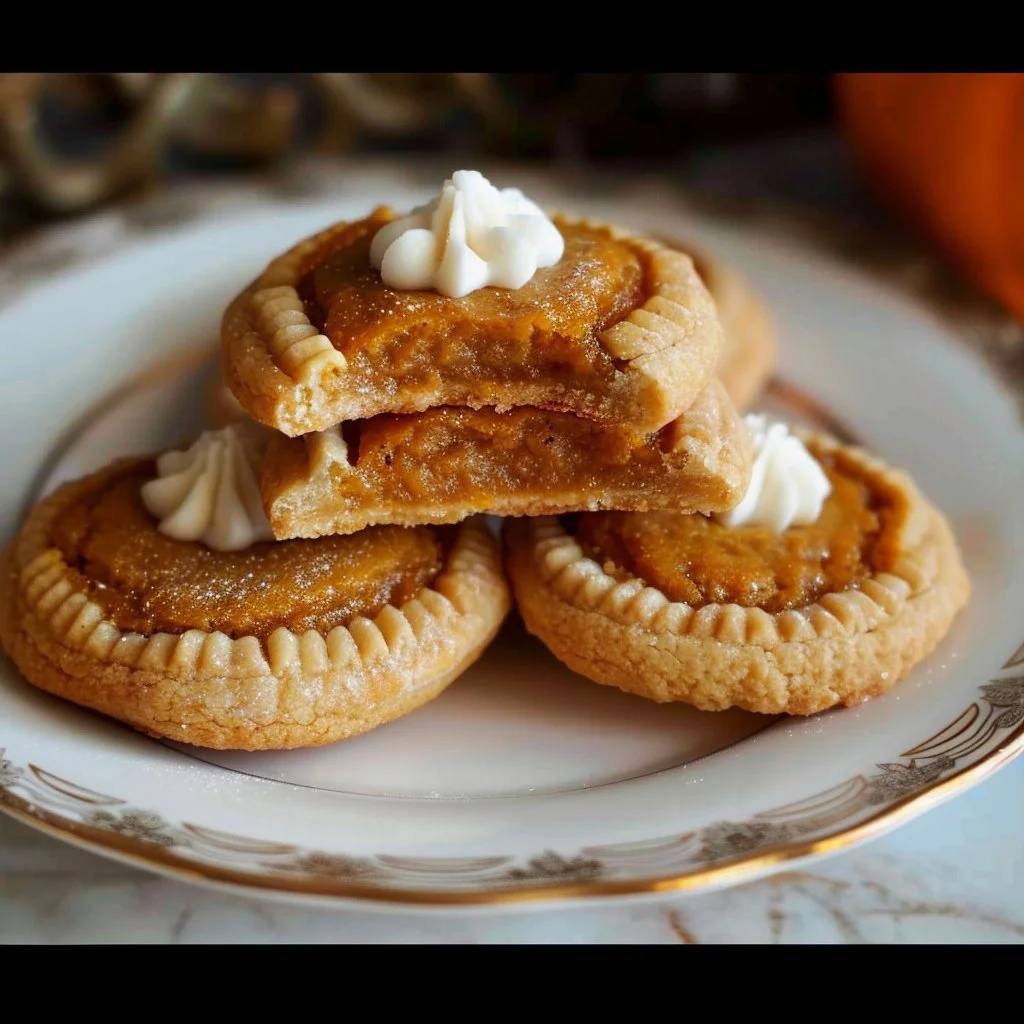 Homemade Pumpkin Pie Cookies served on a plate with autumn decorations.