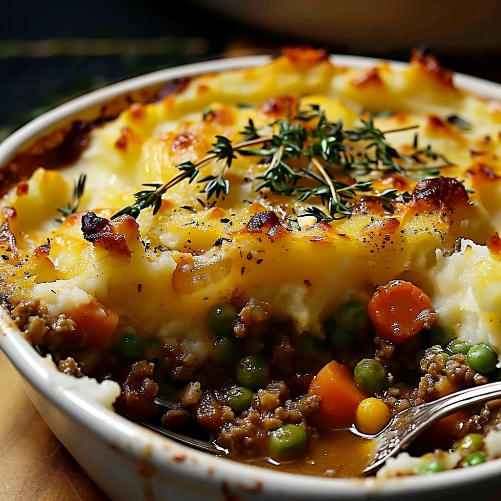 Delicious homemade Shepherd's Pie with meat and mashed potato topping