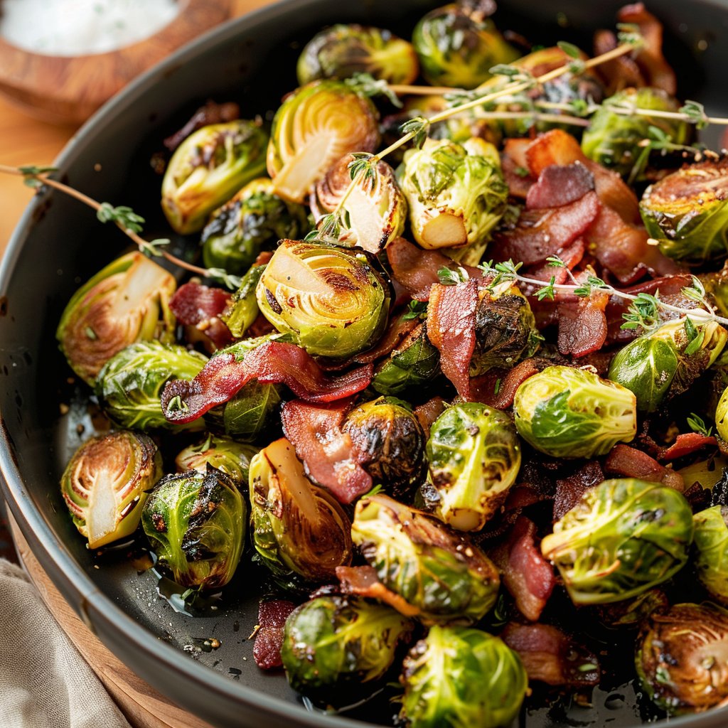 Air Fryer Crispy Brussels Sprouts & Bacon