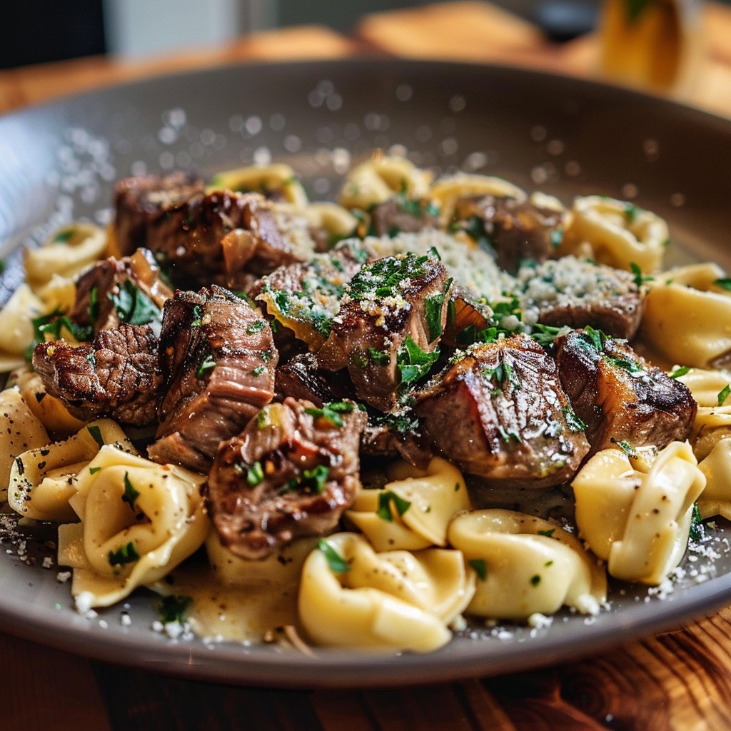Garlic Steak & Cheese-Filled Tortellini Skillet in Just 30 Minutes