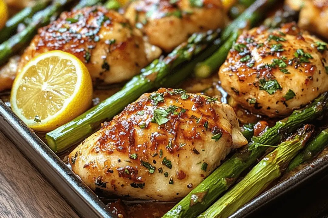 Lemon Garlic Butter Chicken Baked with Asparagus Recipe