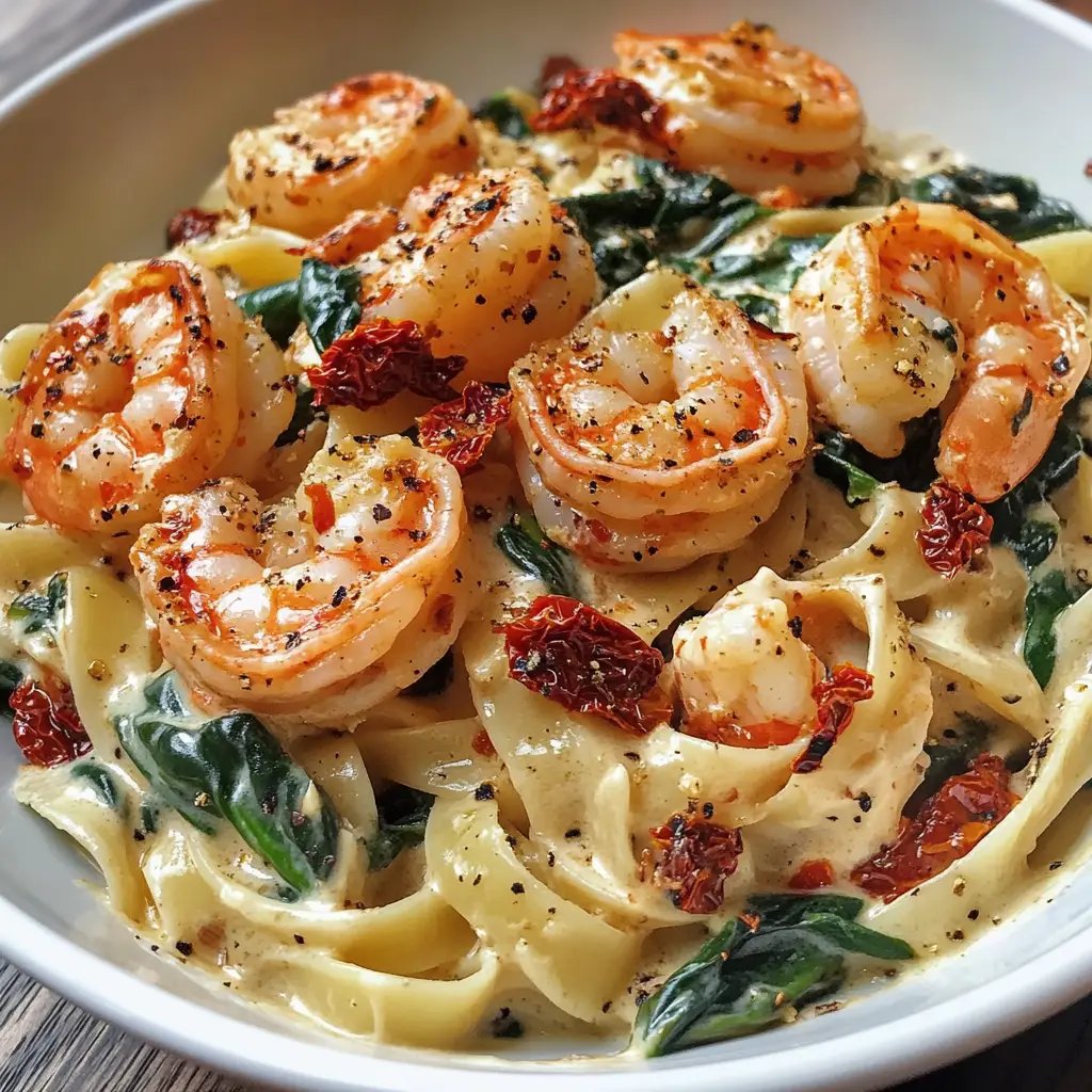 Creamy Sun-Dried Tomato Shrimp with Spinach Pasta Recipe You’ll Love!