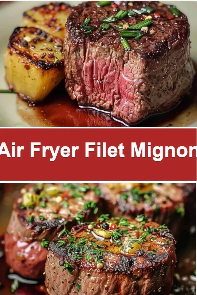 Juicy Air Fryer Filet Mignon cooked to perfection