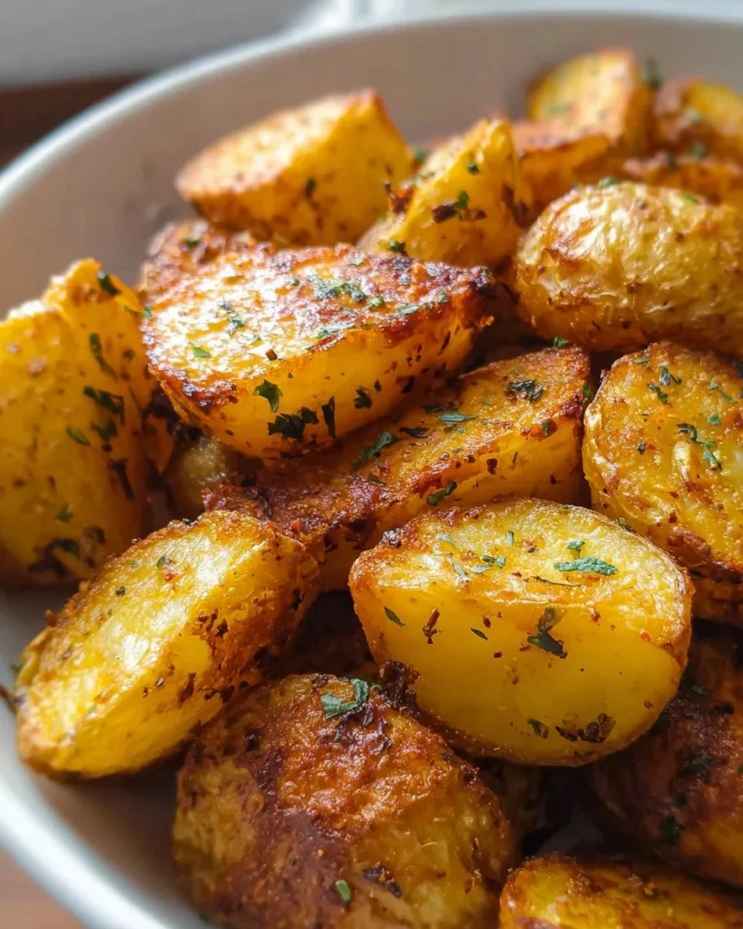Crispy air fryer roasted potatoes served in a bowl