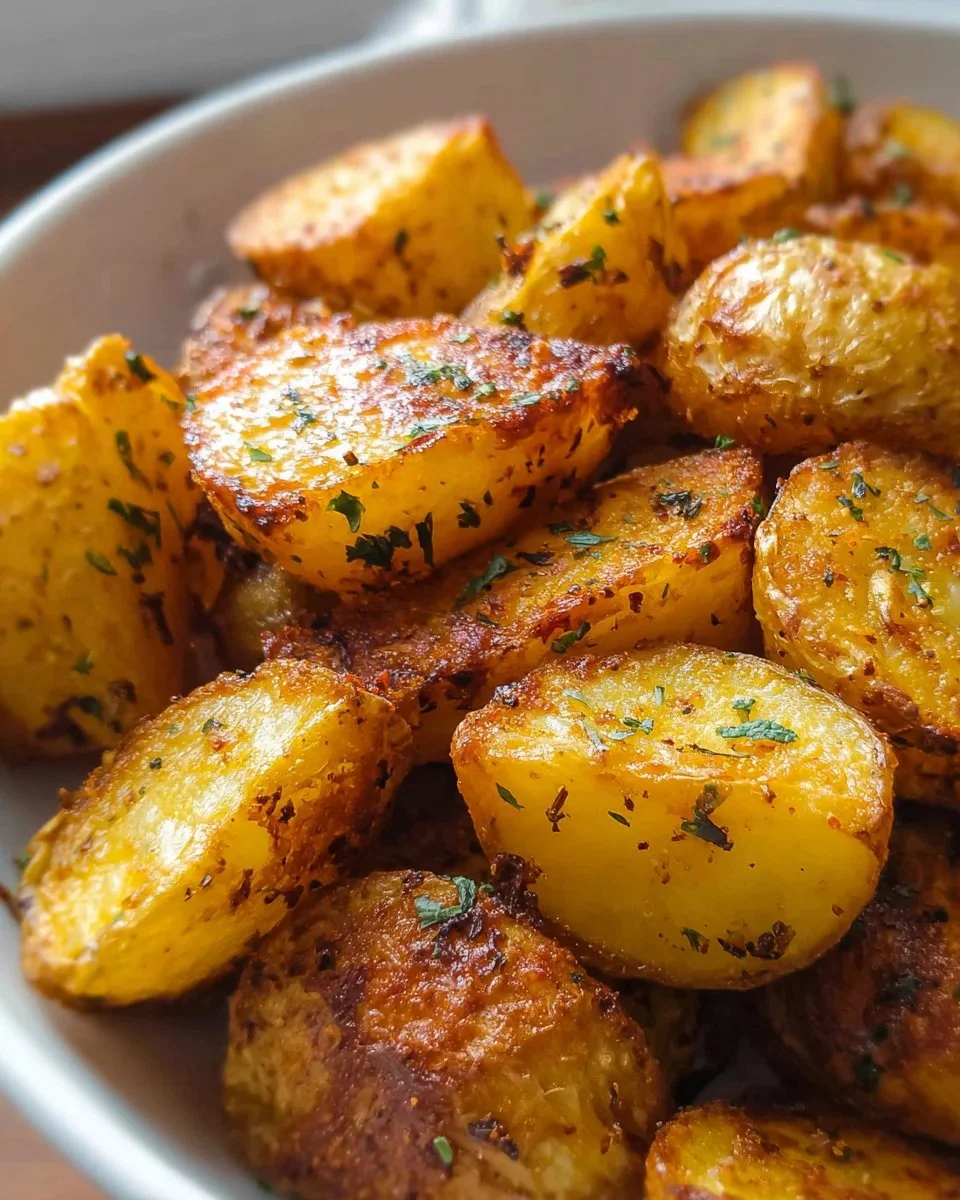 Crispy air fryer roasted potatoes served in a bowl