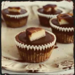 Apple Butter Cheesecake Cups topped with caramel and apple slices.