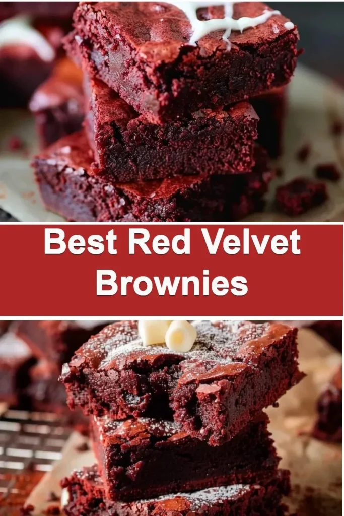Delicious red velvet brownies displayed on a plate with cream cheese frosting