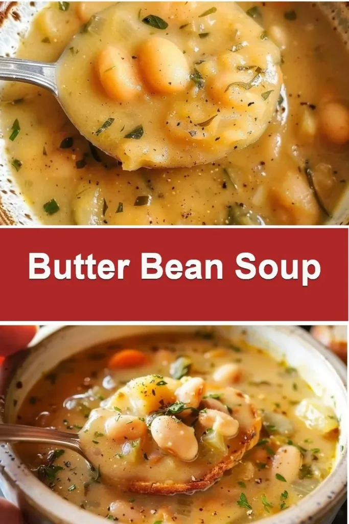 Delicious bowl of butter bean soup with fresh herbs and spices