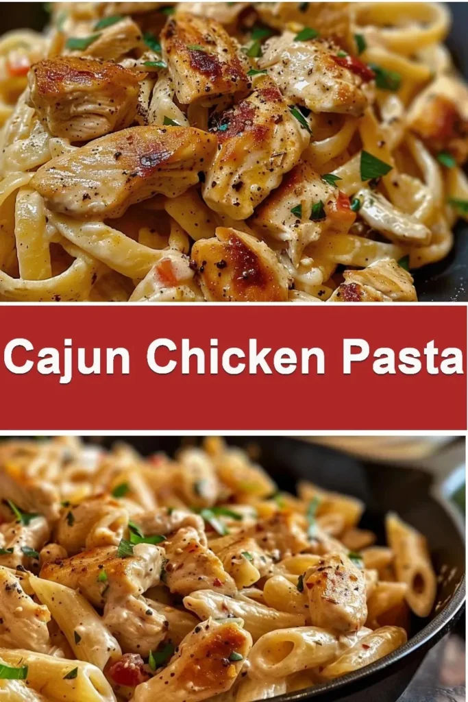 Plate of Cajun Chicken Pasta with vibrant vegetables and creamy sauce