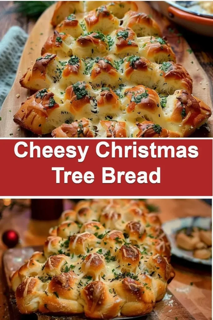 Cheesy Christmas Tree Bread shaped like a festive holiday tree