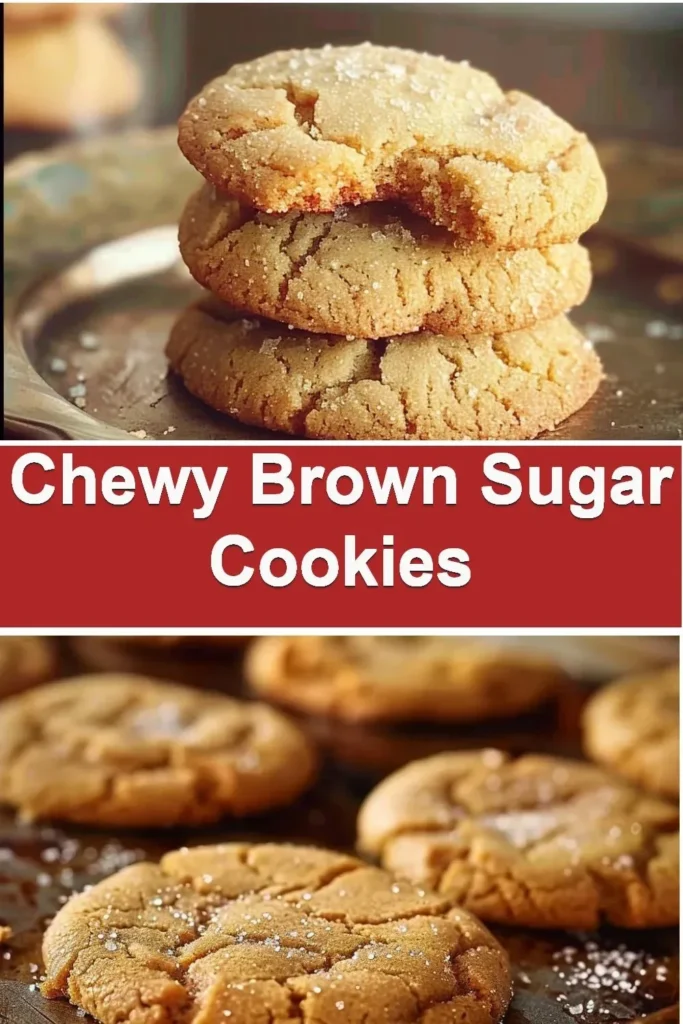 Freshly baked chewy brown sugar cookies on a rustic wooden table.