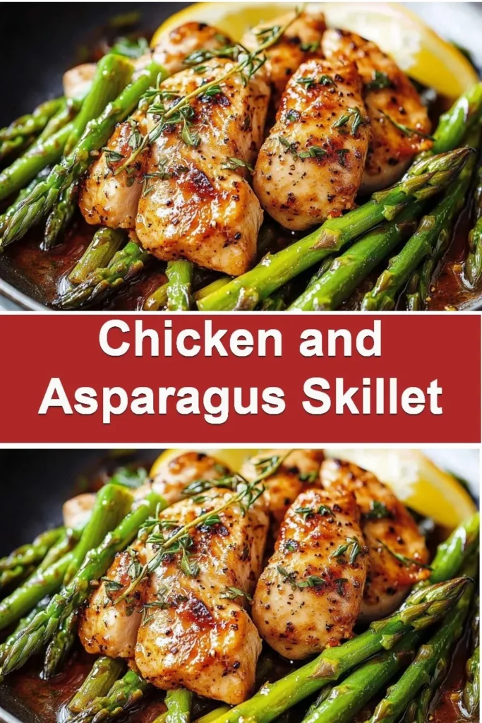 Delicious chicken and asparagus dish served on a plate with seasoning and garnishes.