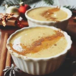 Delicious Christmas eggnog custard served in elegant bowls
