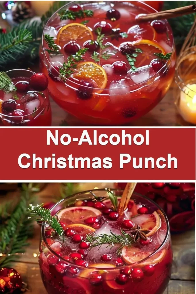 Festive Christmas punch without alcohol served in a holiday setting