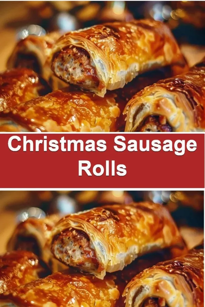 Delicious homemade Christmas sausage rolls on a festive platter