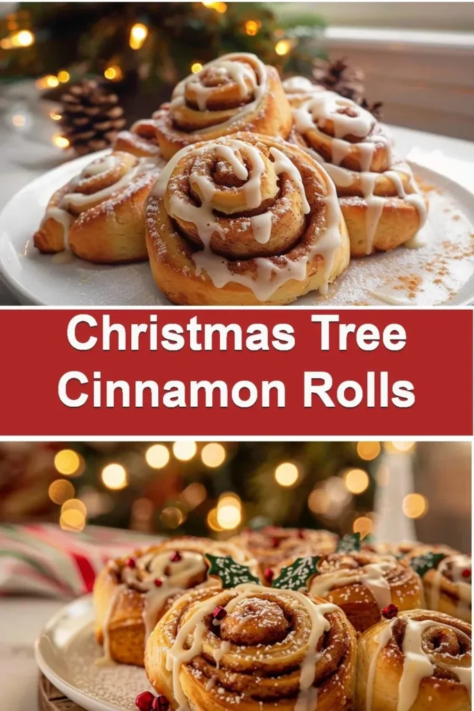 Festive Christmas Tree Cinnamon Rolls ready for the holiday season