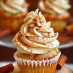 Churro cupcakes topped with cinnamon frosting, a delicious dessert treat.