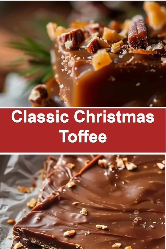 Delicious classic Christmas toffee on a festive holiday platter.