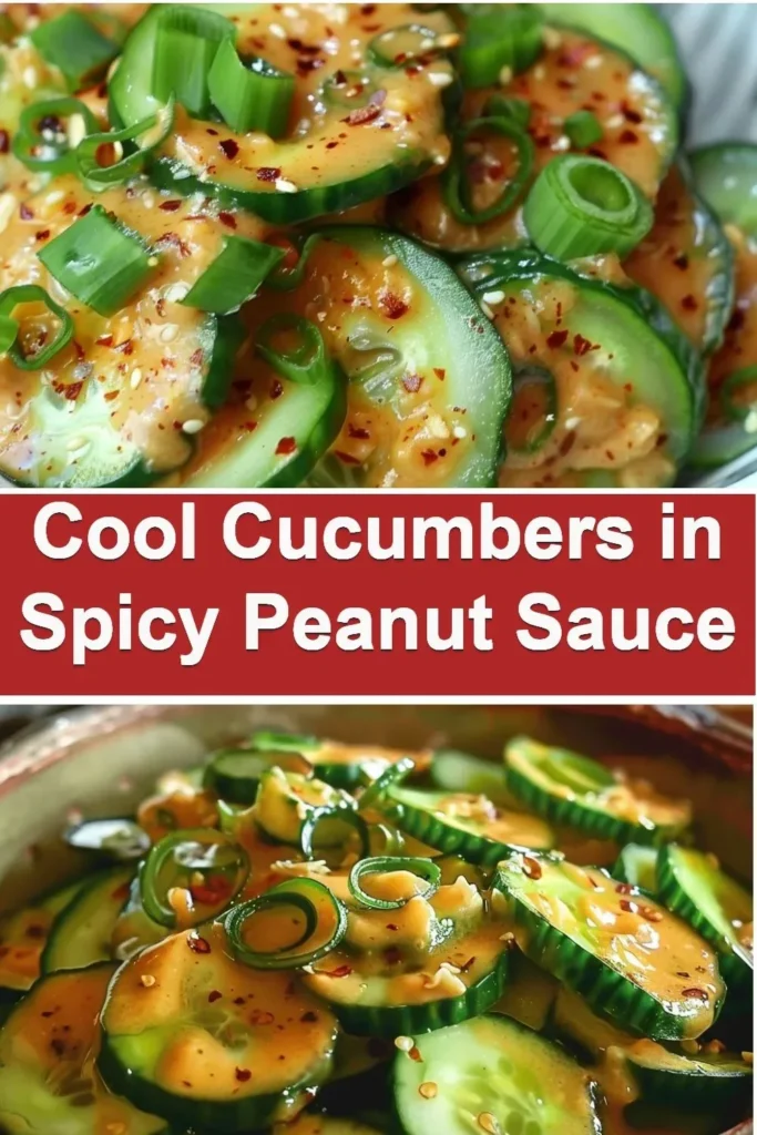 Cool cucumbers served with delicious spicy peanut sauce for a refreshing dish