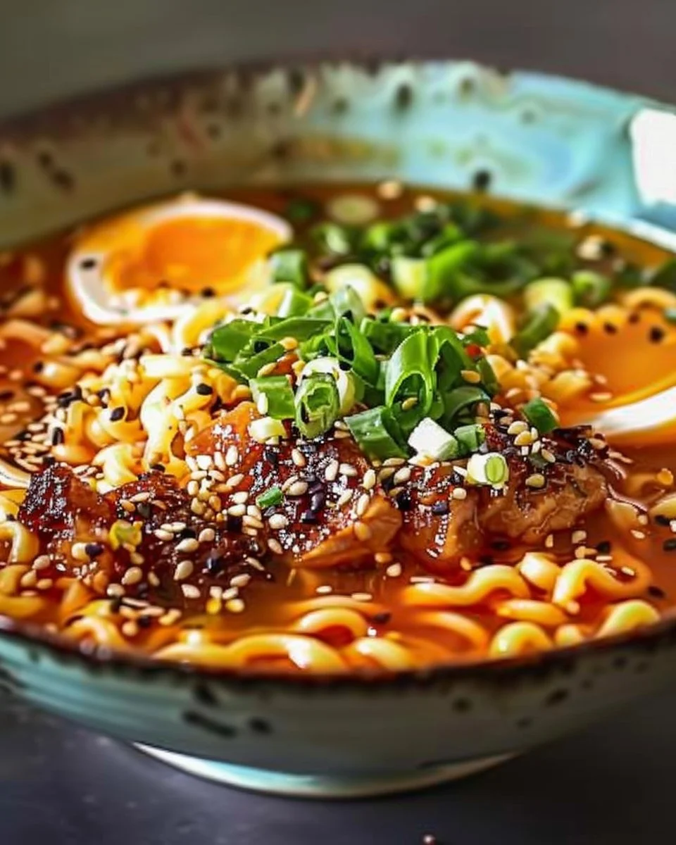 Cozy ramen bowl with rich broth and fresh ingredients