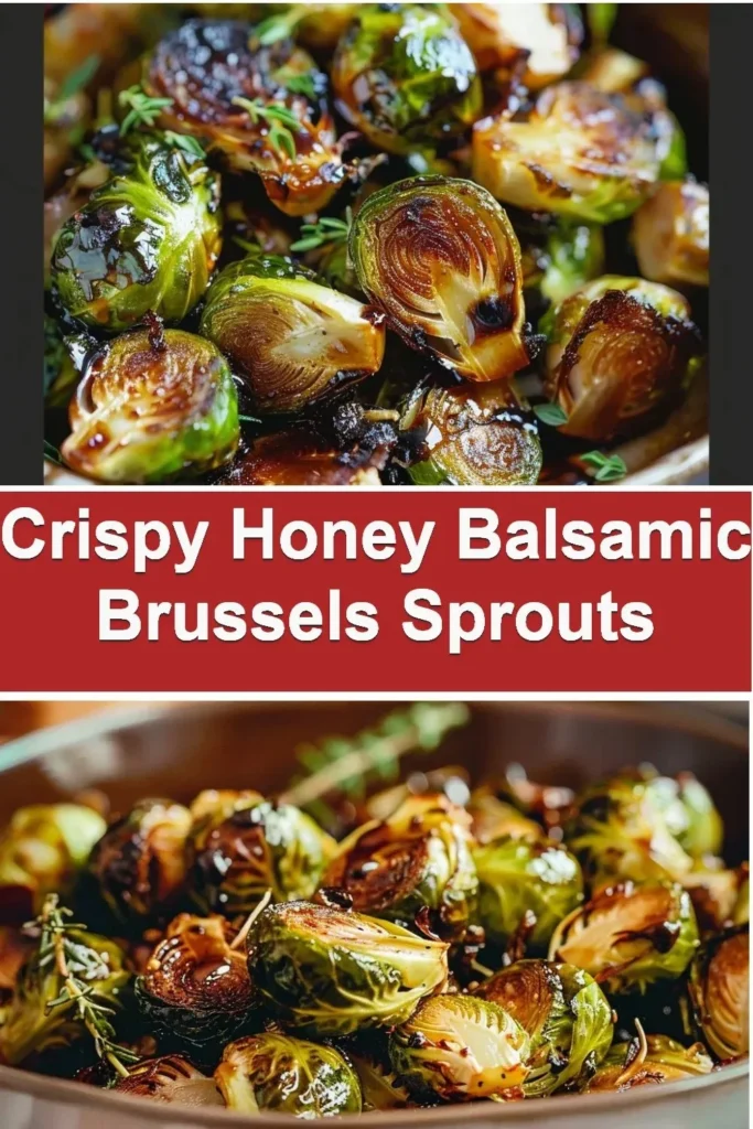 Plate of crispy honey balsamic Brussels sprouts served as a tasty side dish.