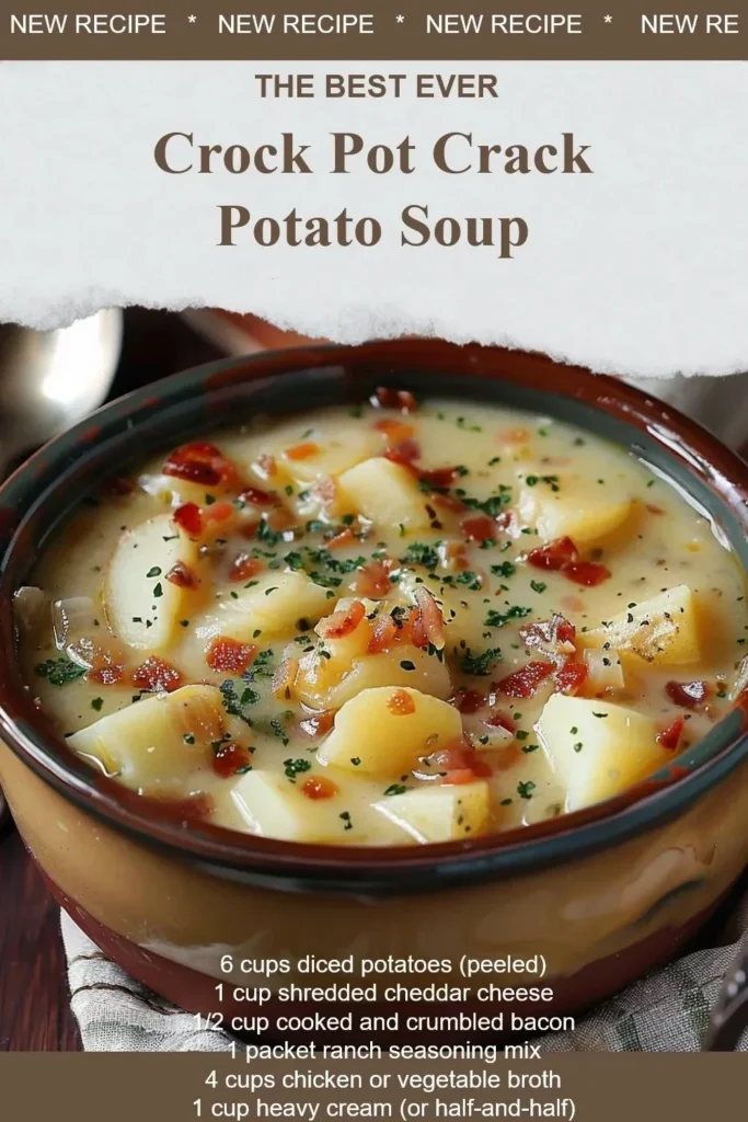 Bowl of Crock Pot Crack Potato Soup topped with cheese and green onions