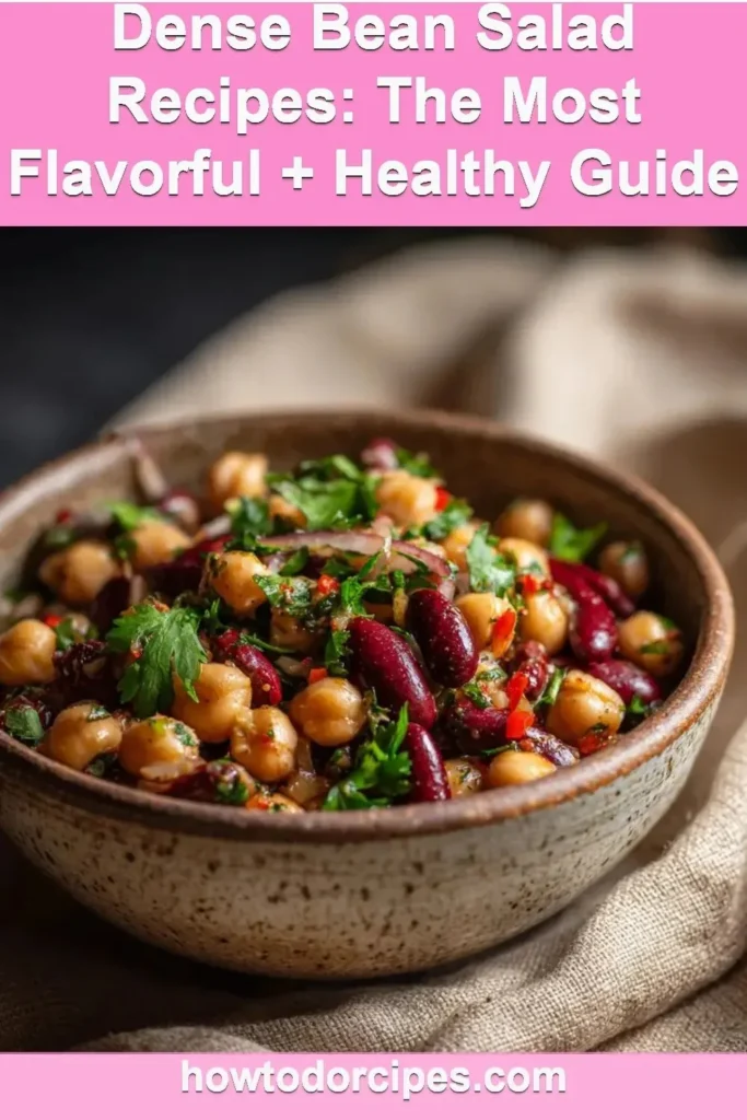 Delicious dense bean salad packed with fresh vegetables and grains
