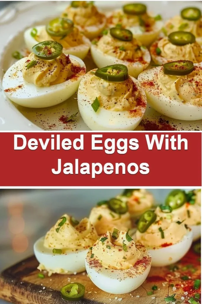 Delicious jalapeno deviled eggs served on a platter.