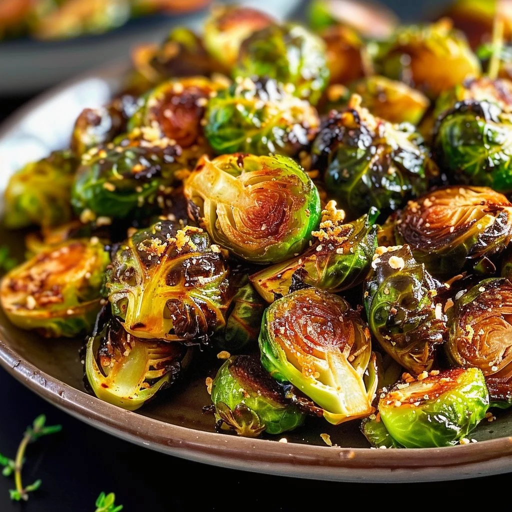 Crispy air fryer Brussels sprouts served in a bowl