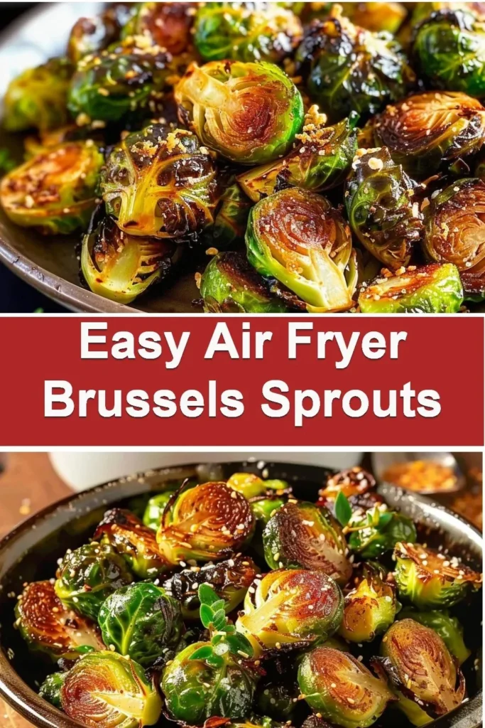 Crispy air fryer Brussels sprouts served in a bowl