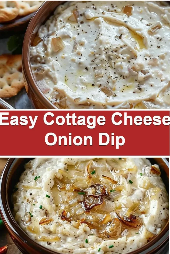 Bowl of easy cottage cheese onion dip served with vegetables