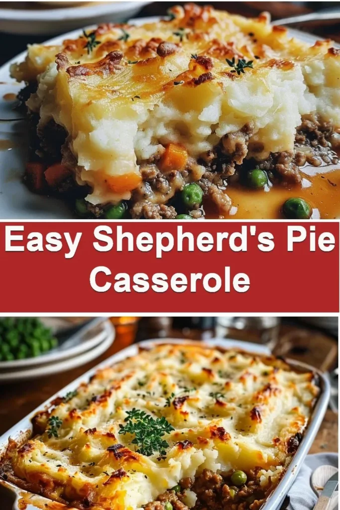Delicious and easy Shepherd's Pie casserole topped with golden mashed potatoes