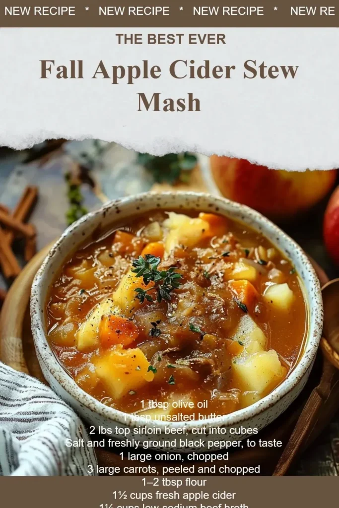 Bowl of Fall Apple Cider Stew Mash with fresh ingredients and vibrant colors.