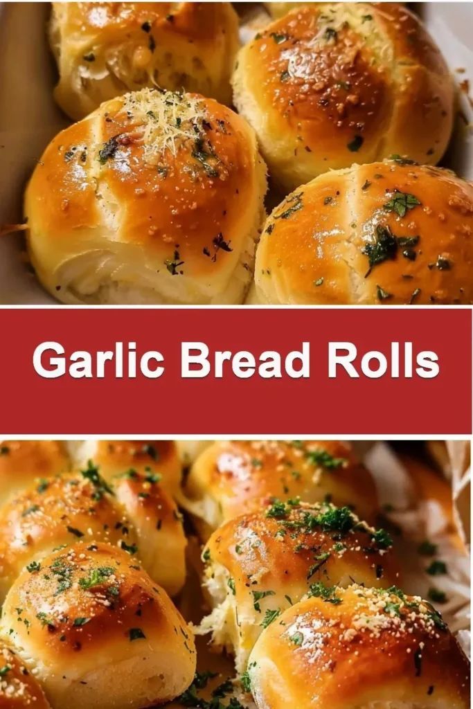 Freshly baked garlic bread rolls topped with herbs and melted butter