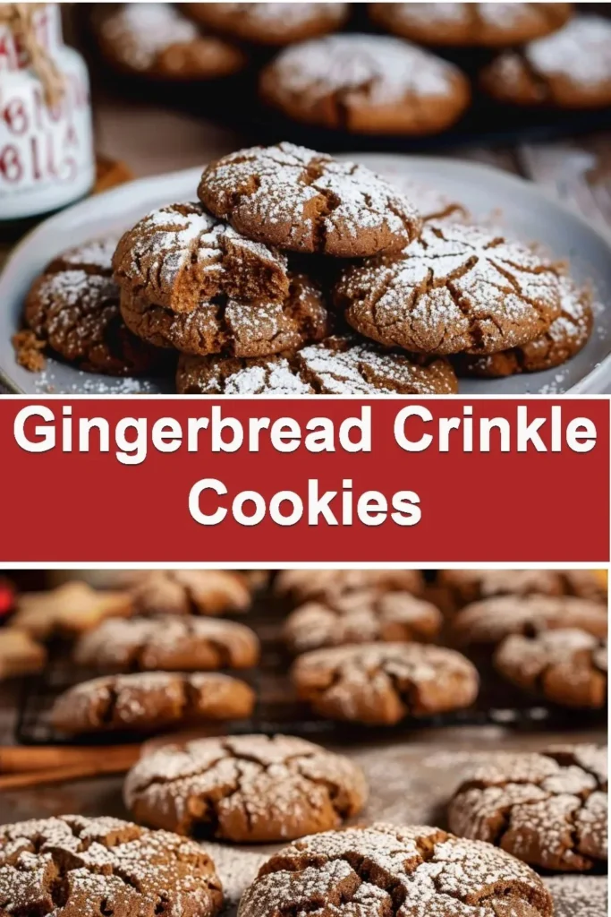 Delicious gingerbread crinkle cookies on a festive plate