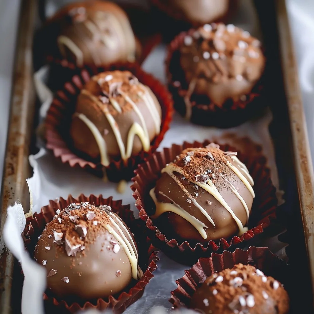 Delicious homemade gingerbread truffles on a festive table.