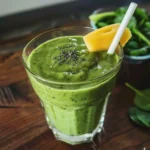 Fresh green protein smoothie with spinach, banana, and protein powder