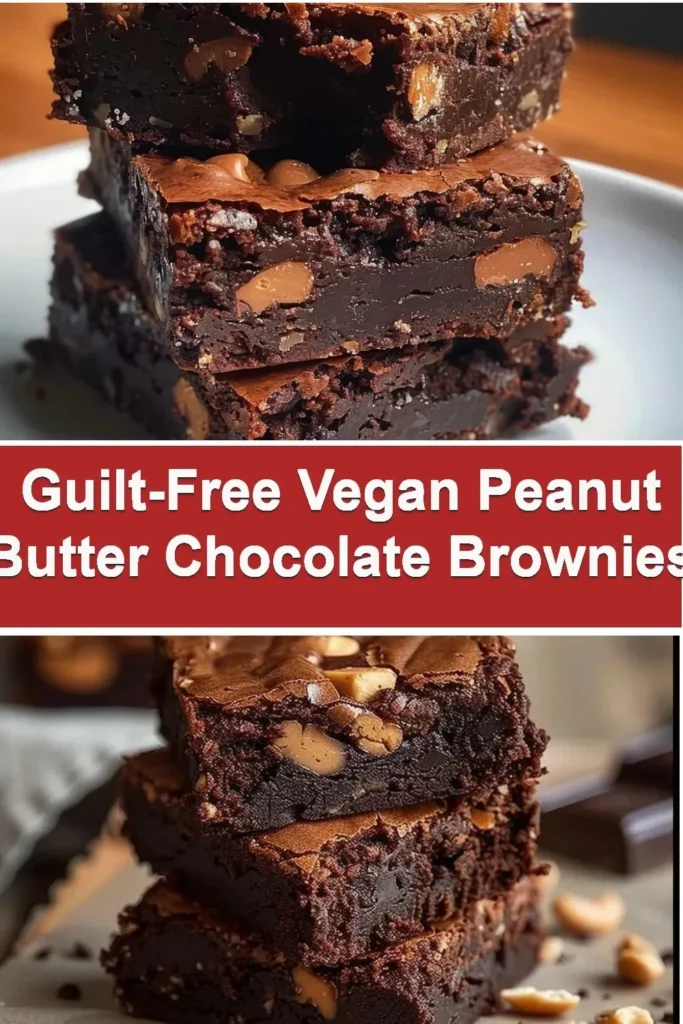 Guilt-free vegan peanut butter chocolate brownies on a plate