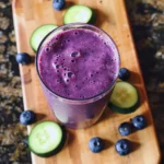Gut healing blueberry smoothie with fresh ingredients and vibrant color