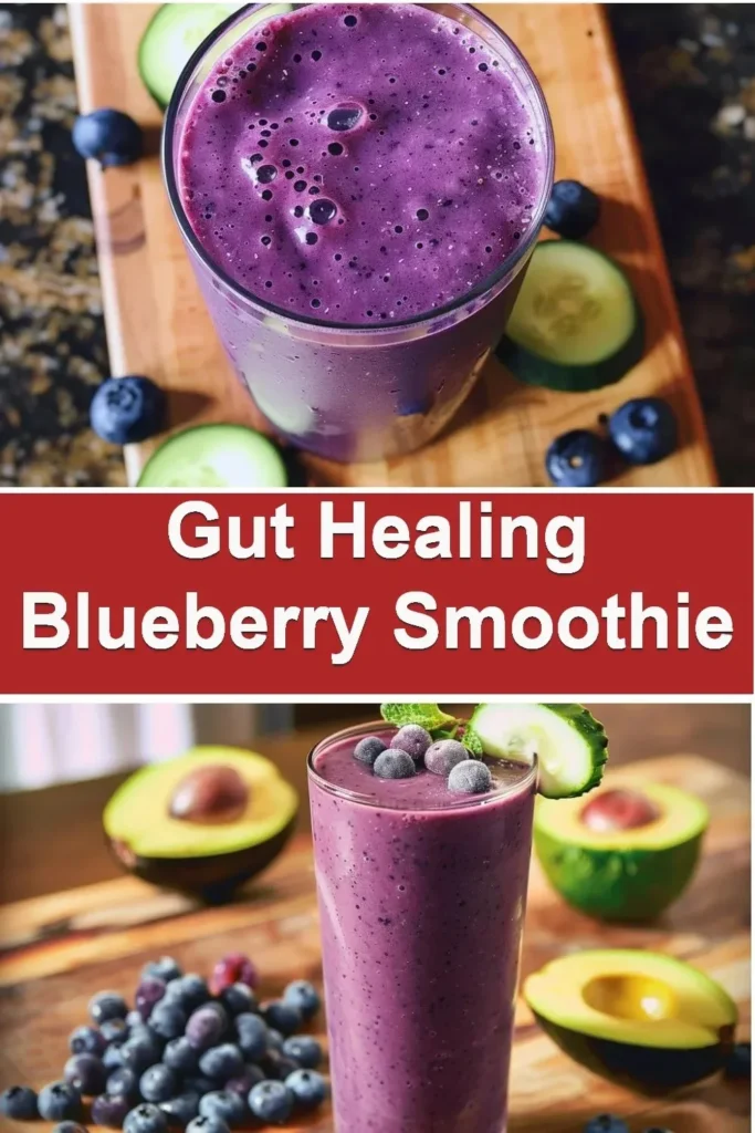 Gut healing blueberry smoothie with fresh blueberries and yogurt