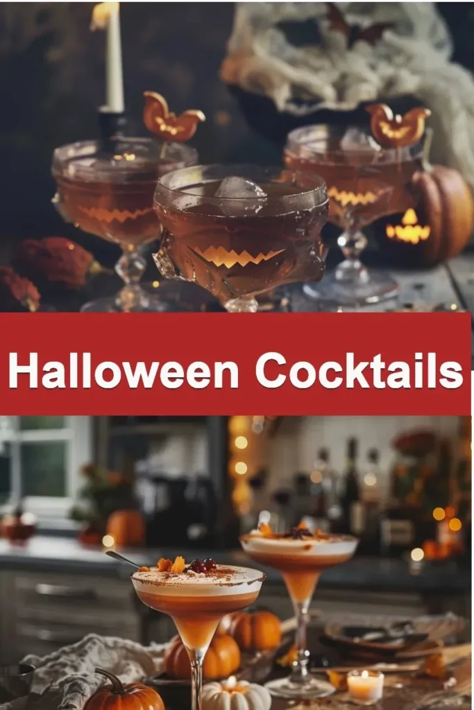 Spooky Halloween cocktails with eerie garnishes for a festive celebration.