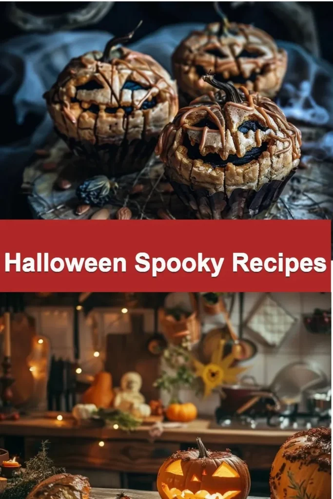 Decorative Halloween spooky cookies in various shapes and colors