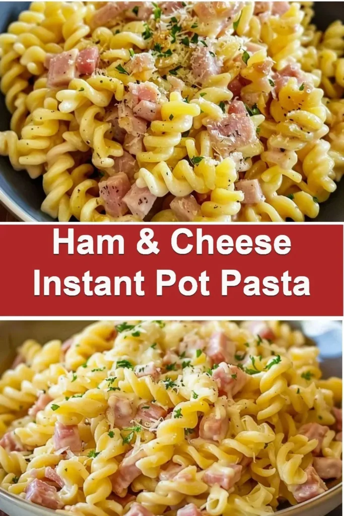 A delicious bowl of Ham & Cheese Pasta made in an Instant Pot