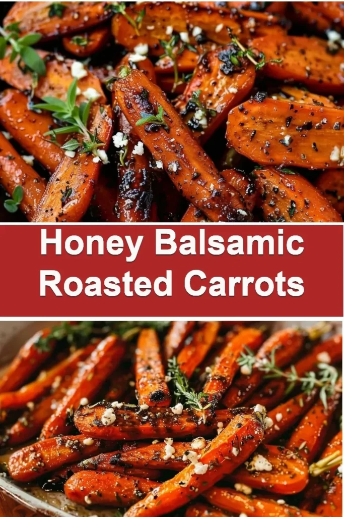 Delicious honey balsamic roasted carrots served as a side dish
