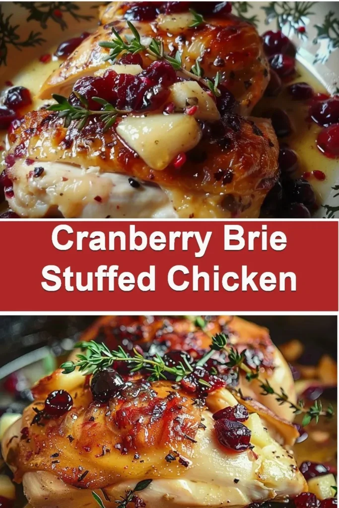 Impressive Cranberry Brie Stuffed Chicken plated with fresh herbs