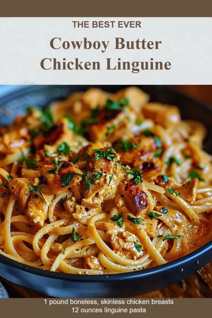 Delicious Cowboy Butter Chicken Linguine served in a bowl