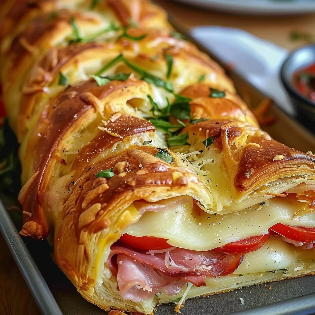 Italian Crescent Roll Sandwich Bake with fresh ingredients and melted cheese